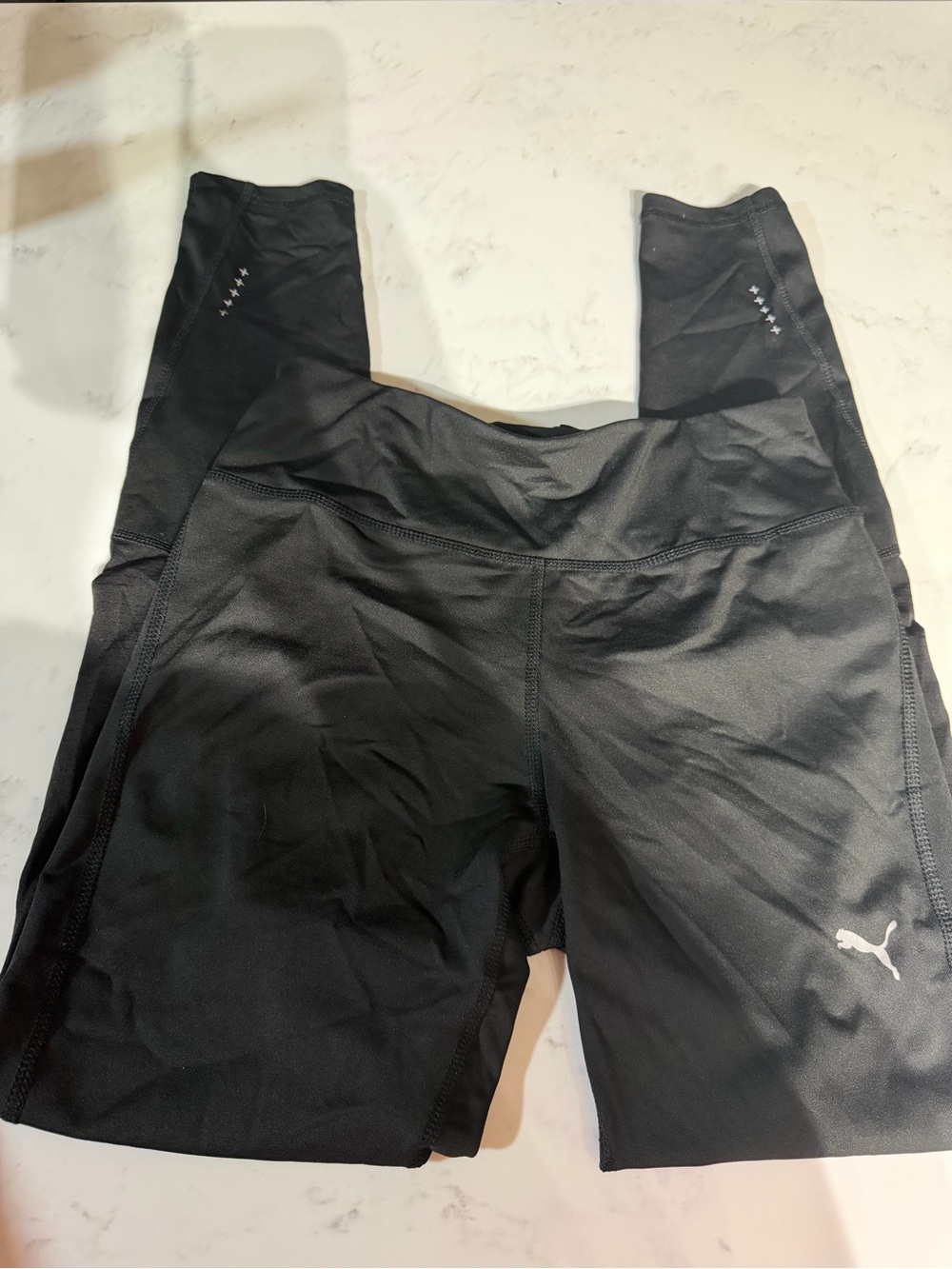Puma Black Athletic High-Rise Leggings with Reflective Logo